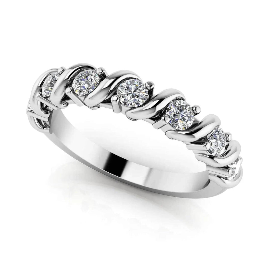 Swirl Lab Diamond Anniversary Ring 0.53 ctw - PUREFINEJEWELRY