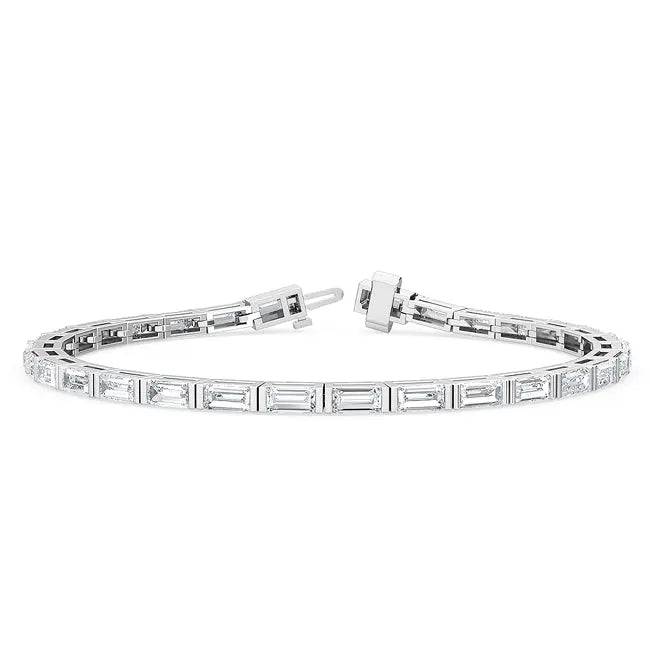 Tennis Bracelet Baguette Shape Lab Diamond 5.72 ctw - PUREFINEJEWELRY