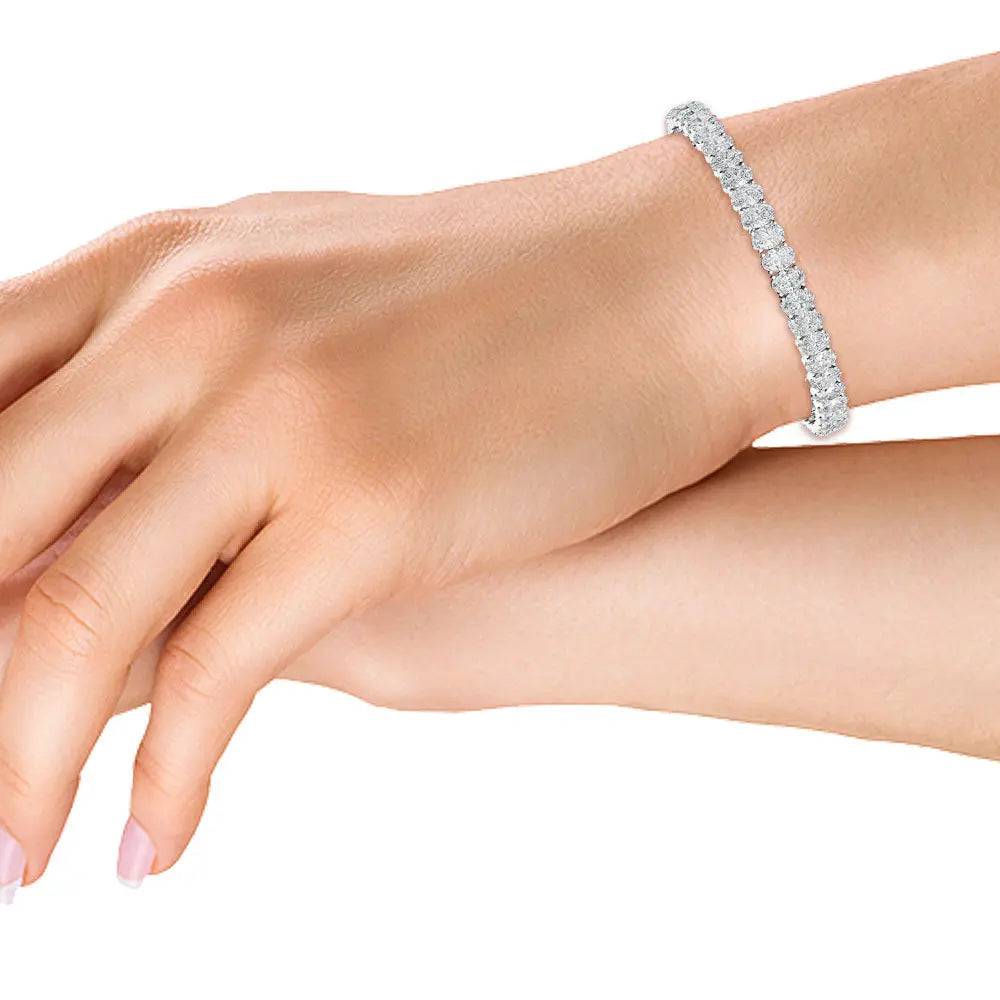 Tennis Bracelet Oval Shape Lab Diamond 13.71 ctw - PUREFINEJEWELRY