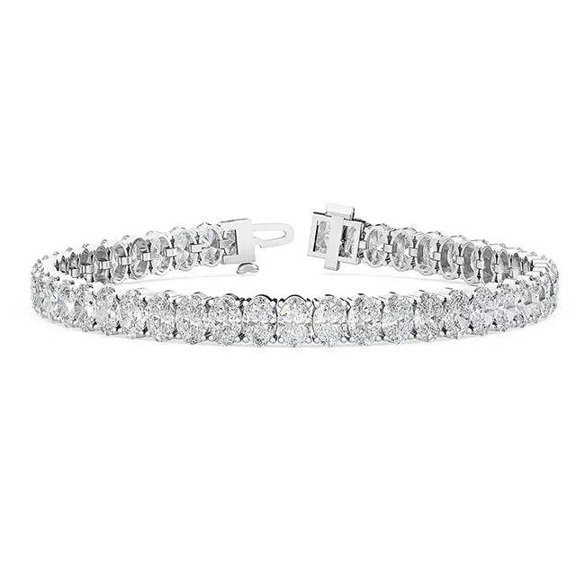 Tennis Bracelet Oval Shape Lab Diamond 13.71 ctw - PUREFINEJEWELRY