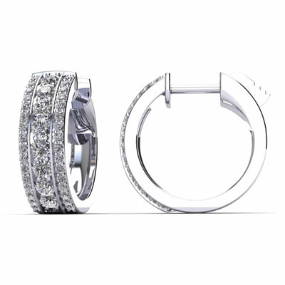 Three Row Lab Diamond Hoop Earrings 0.85 ctw - PUREFINEJEWELRY