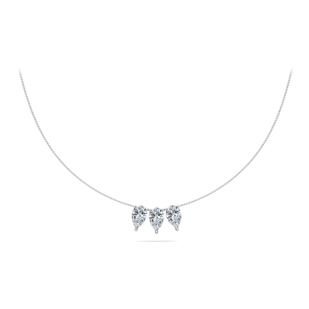 Triple Pear Shape Lab Diamond Necklace 0.90 ctw - PUREFINEJEWELRY