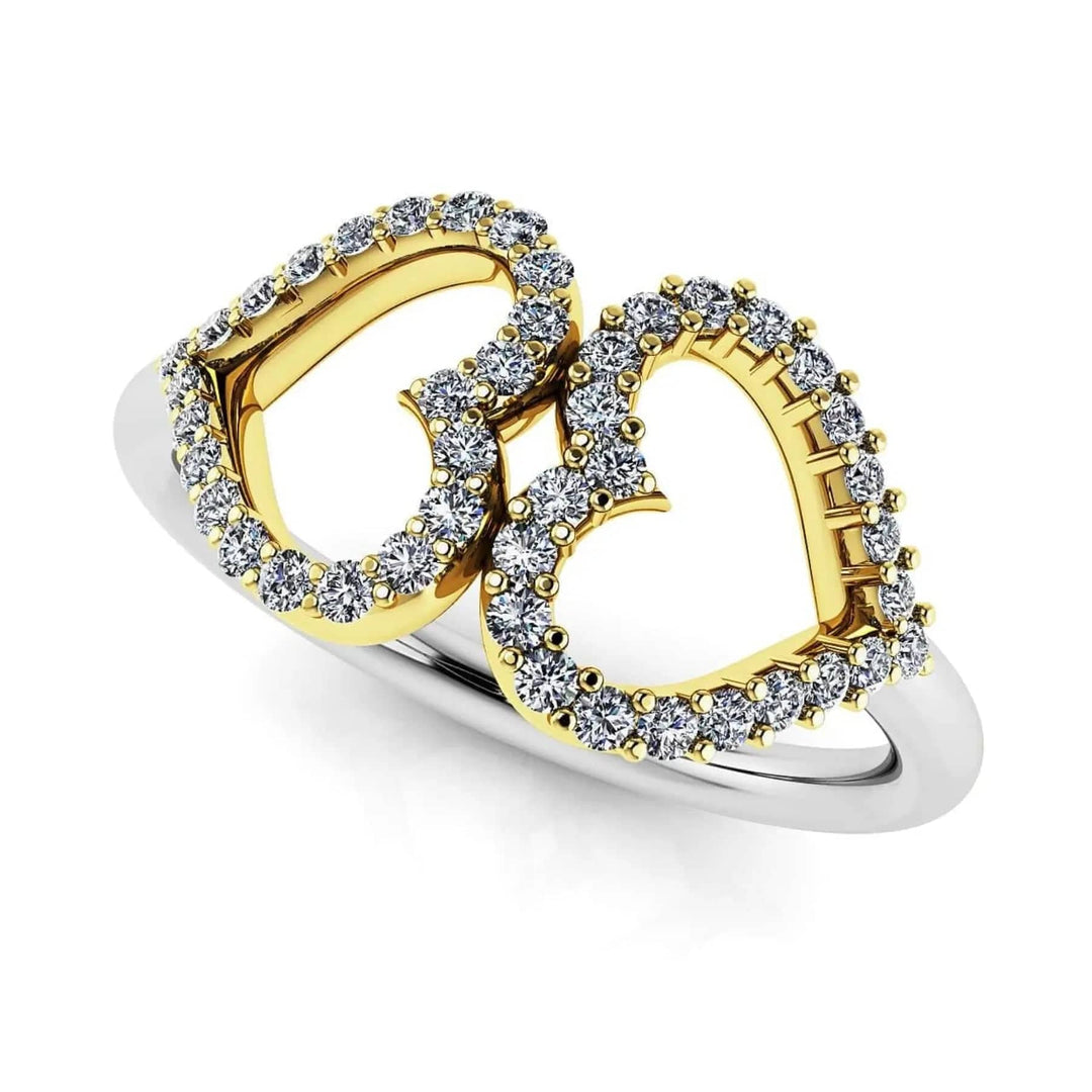 Twin Hearts Lab Diamond Ring 0.22 ctw - PUREFINEJEWELRY