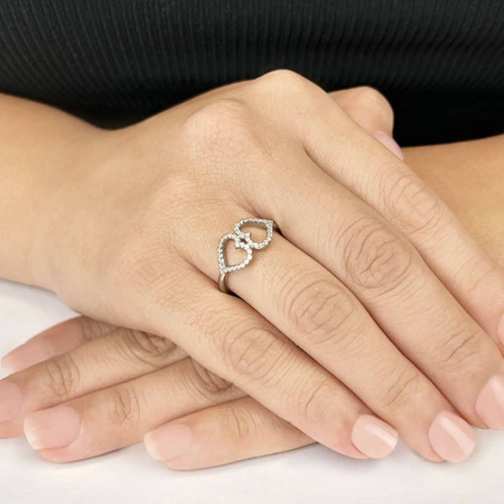 Twin Hearts Lab Diamond Ring 0.22 ctw - PUREFINEJEWELRY