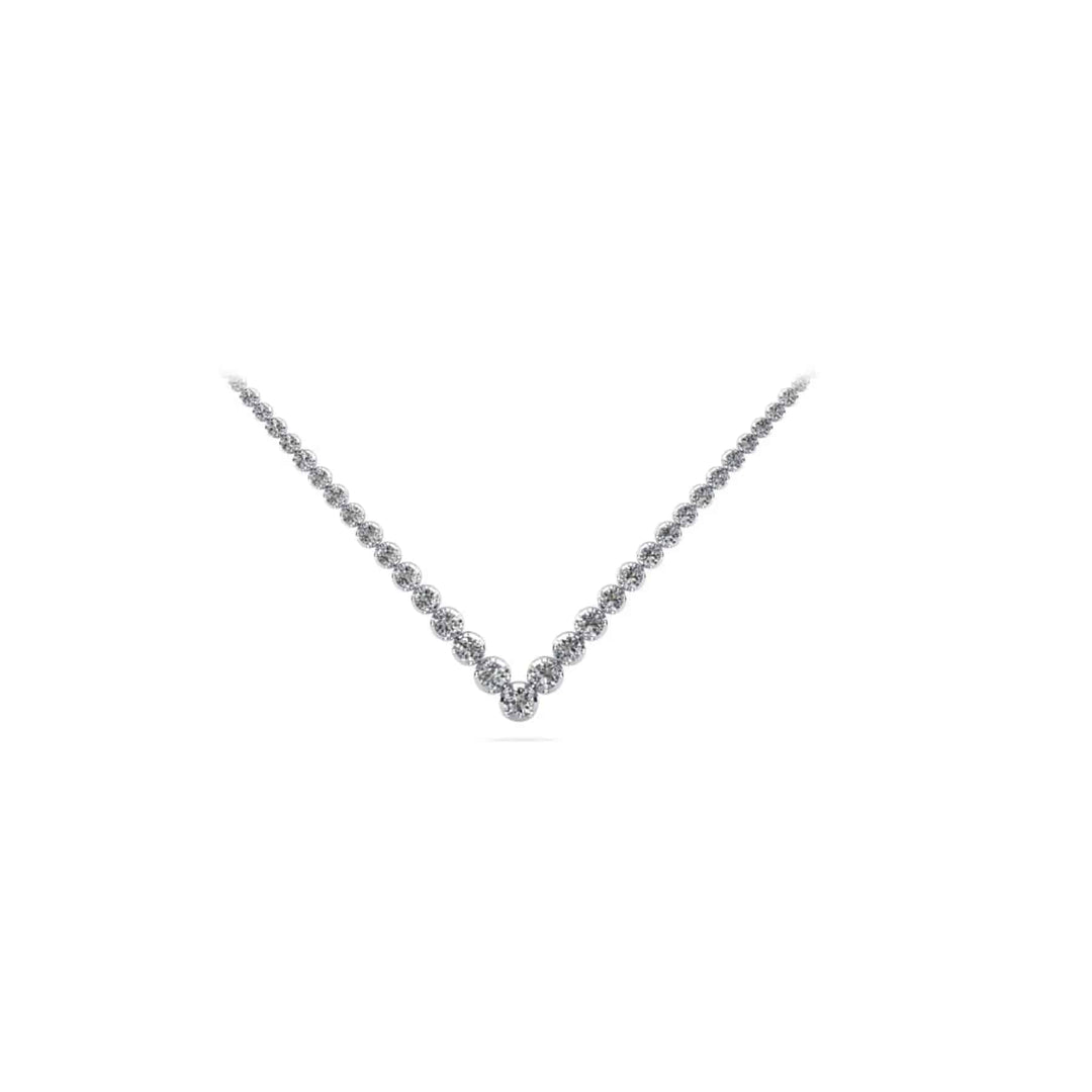 V Necklace With Graduated Lab Diamonds 5.38 ctw - PUREFINEJEWELRY