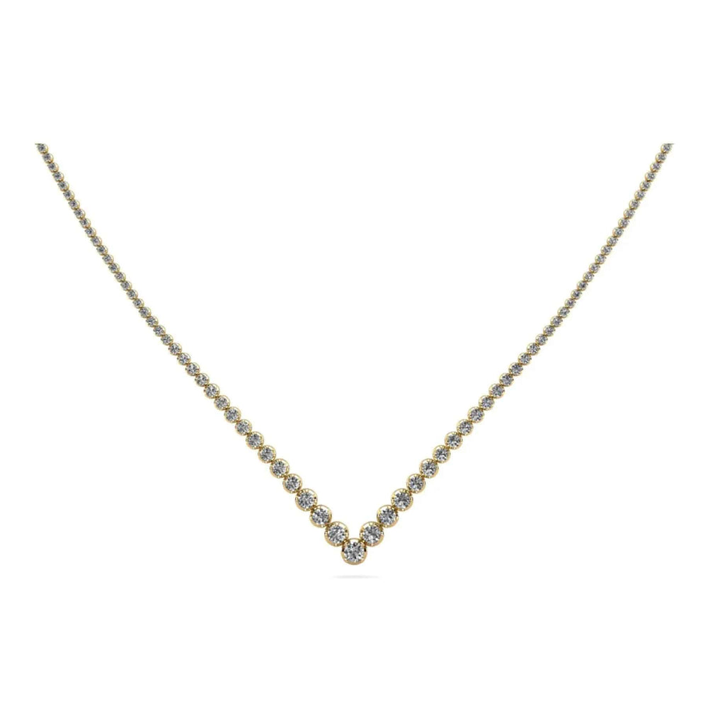 V Necklace With Graduated Lab Diamonds 5.38 ctw - PUREFINEJEWELRY