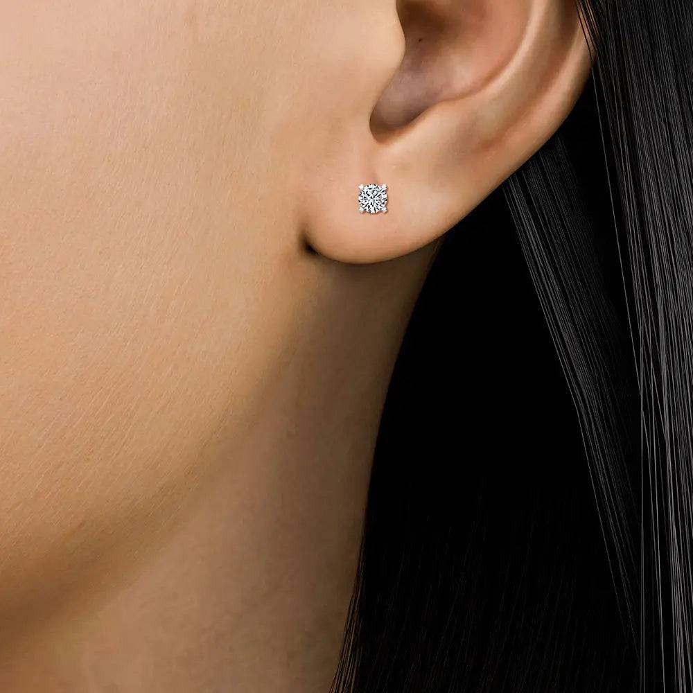 Stud Earrings Four Prong Lab Diamond 0.30 - 3.00 ctw - PUREFINEJEWELRY