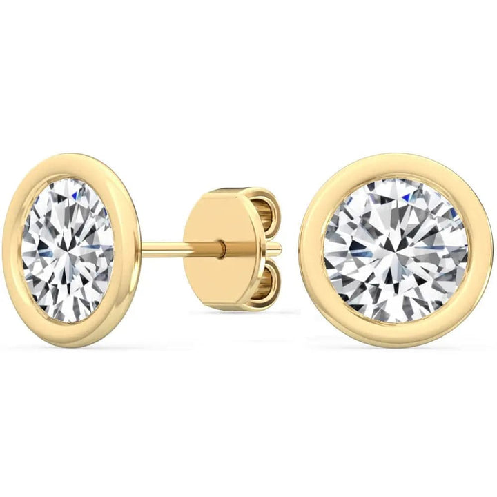 Bezel Stud Earrings Lab Grown Diamond 0.30ctw to 2.00 ctw - PUREFINEJEWELRY